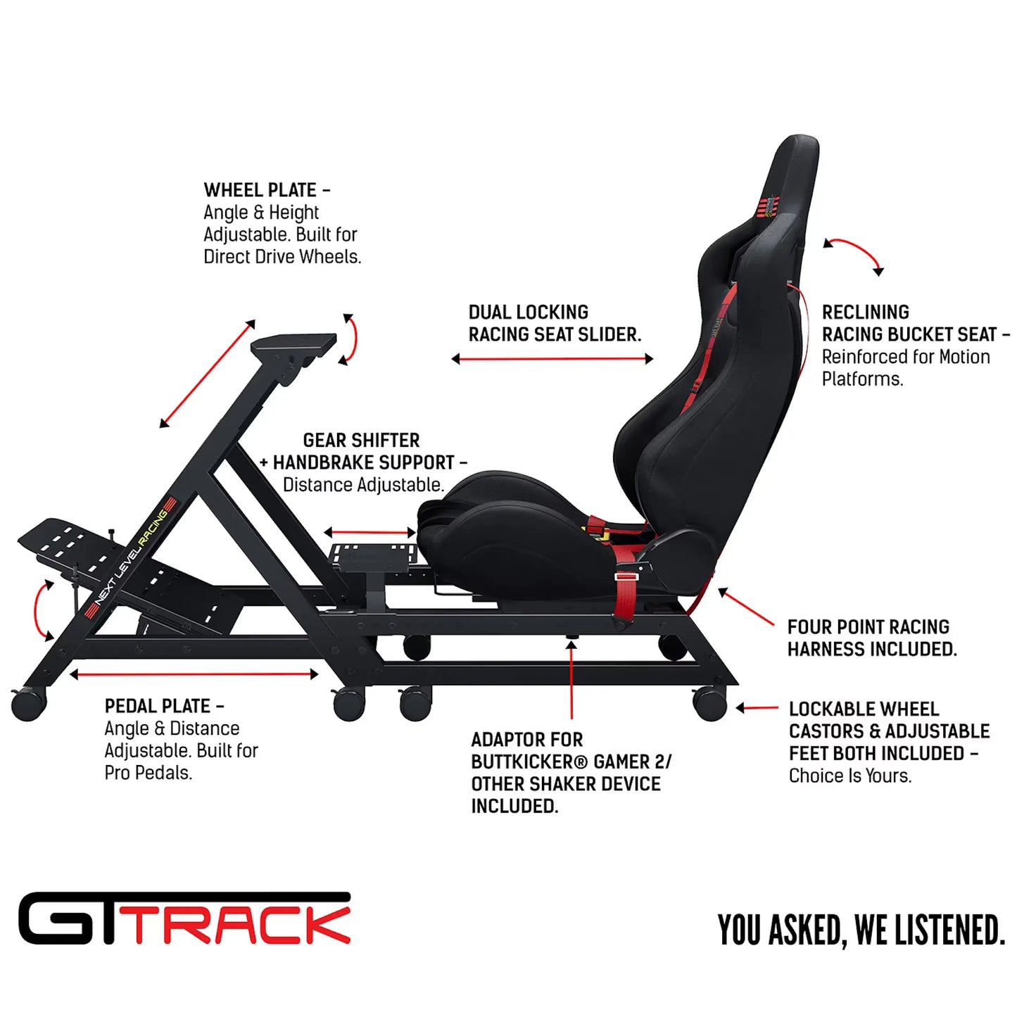 Next Level Racing GT Track Cockpit for Racing Simulators (NLR-S009)