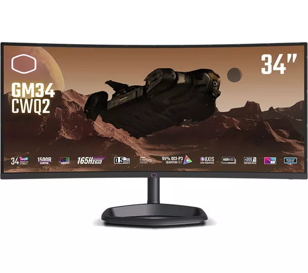 Cooler Master CMI-GM34-CWQ2-EK 34" Widescreen VA Black Multimedia Curved Monitor (3440x1440/0.5ms/2xHDMI/DisplayPort/USB-C)